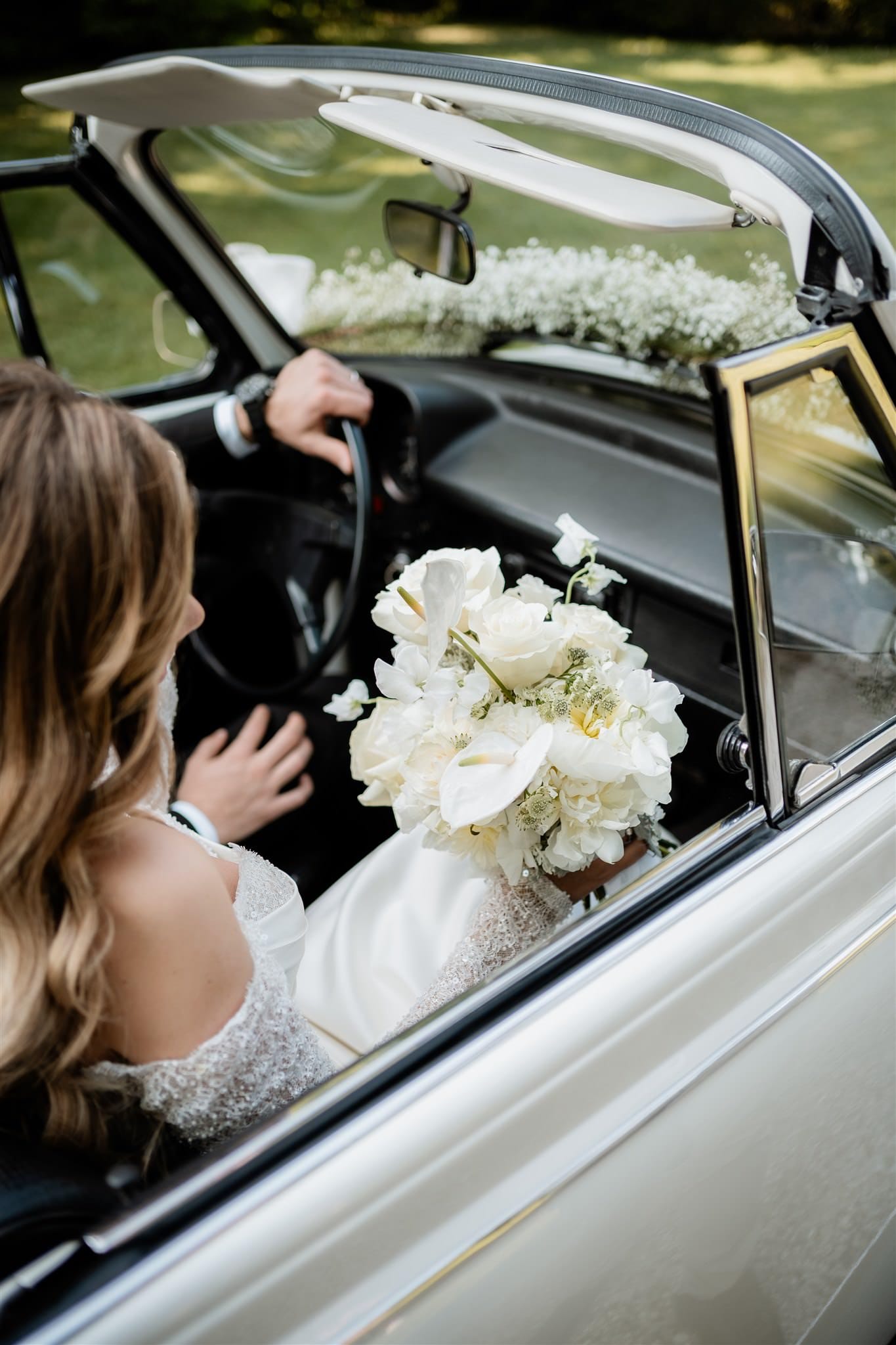 Un dettaglio del bouquet della sposa
